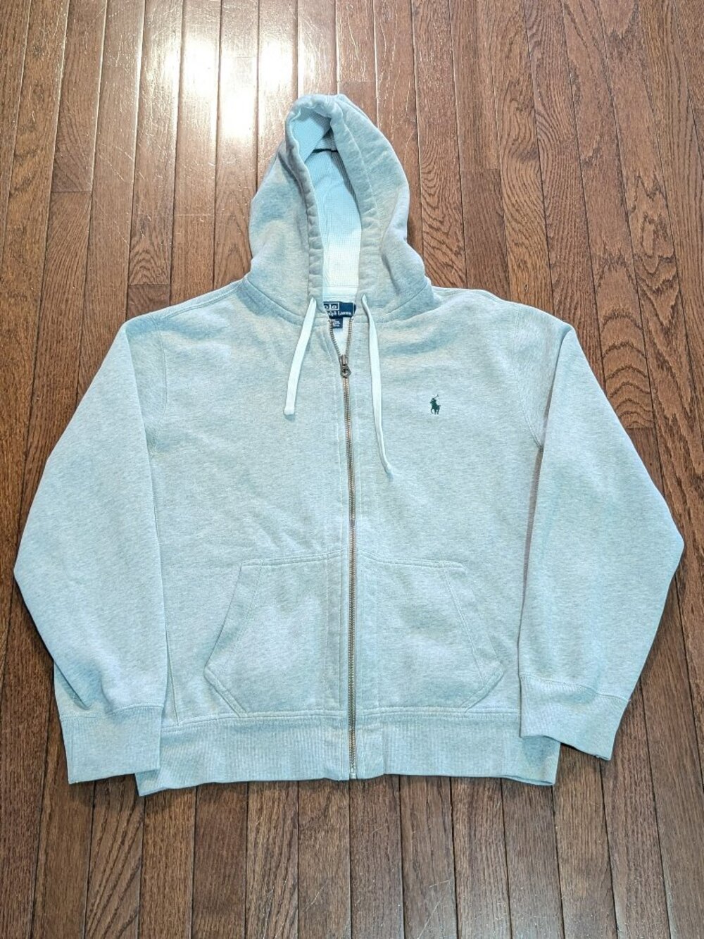 Polo Ralph Lauren Waffle Knit Lined Hood Full Zip Hoodie - Size L